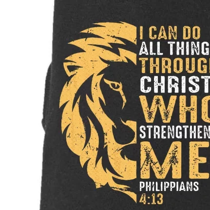 Christian I Can Do All Things Through Christ Lion Faith Doggie 3-End Fleece Hoodie