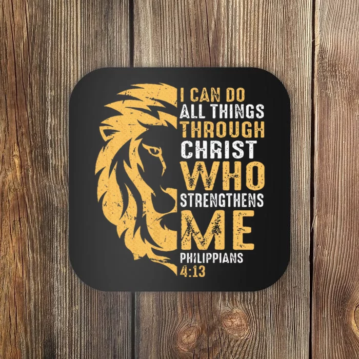 Christian I Can Do All Things Through Christ Lion Faith Coaster