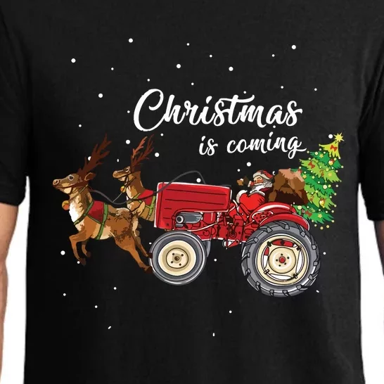 Christmas Is Coming Funny Farmer Santa Claus Tractor Gifts Pajama Set