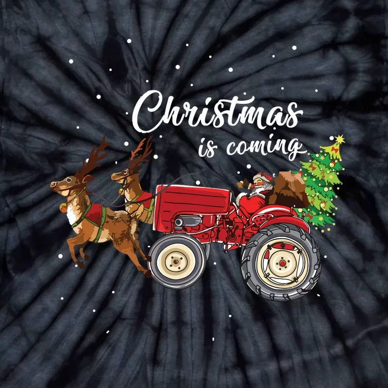 Christmas Is Coming Funny Farmer Santa Claus Tractor Gifts Tie-Dye T-Shirt