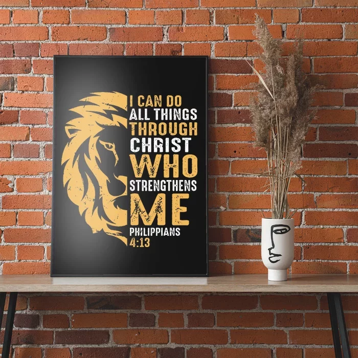 Christian I Can Do All Things Through Christ Lion Faith Poster