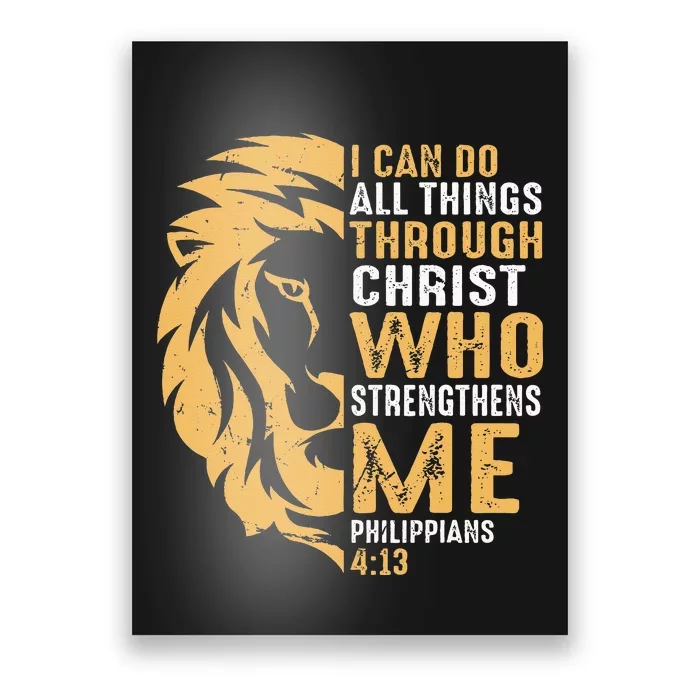 Christian I Can Do All Things Through Christ Lion Faith Poster