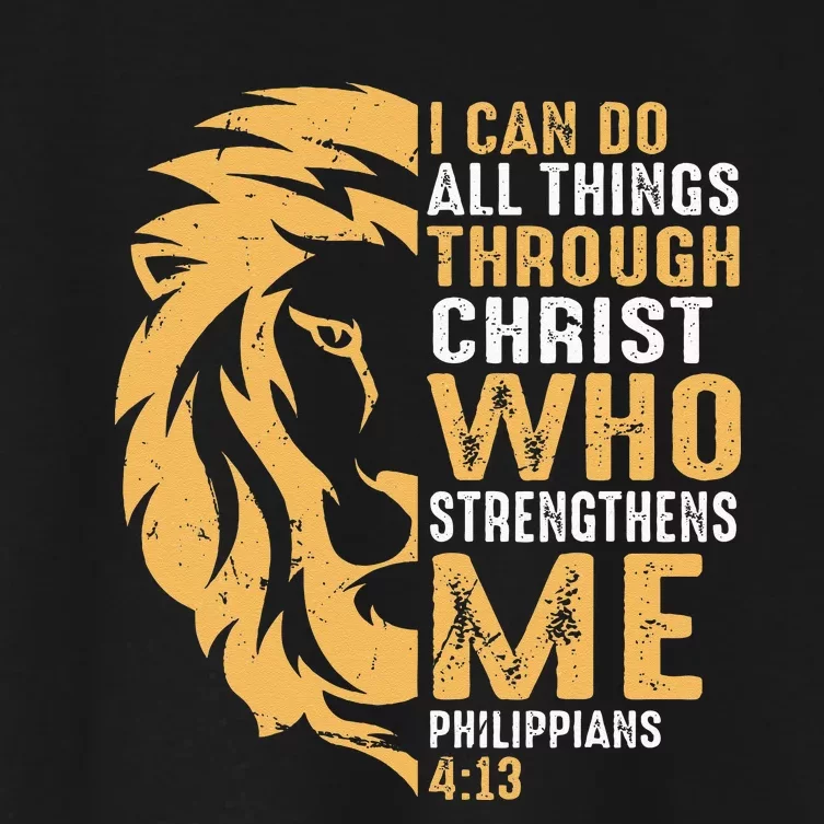 Christian I Can Do All Things Through Christ Lion Faith Women's Crop Top Tee