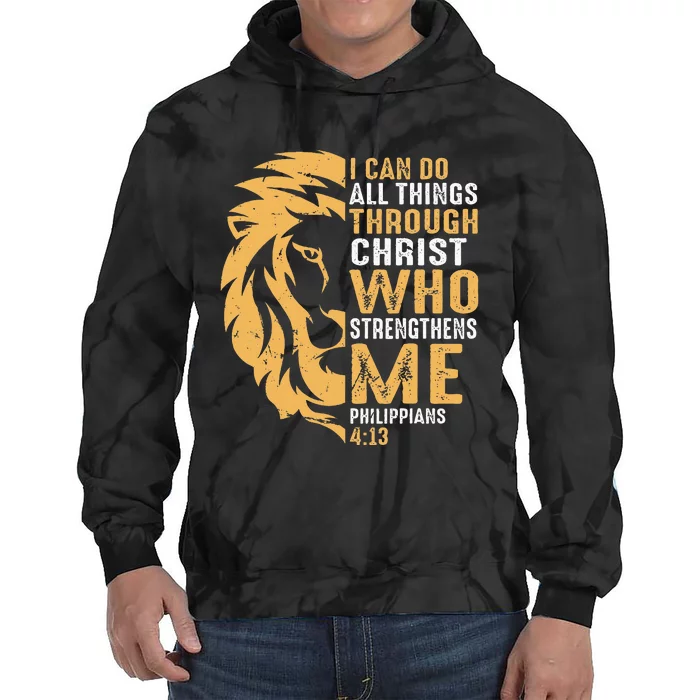 Christian I Can Do All Things Through Christ Lion Faith Tie Dye Hoodie