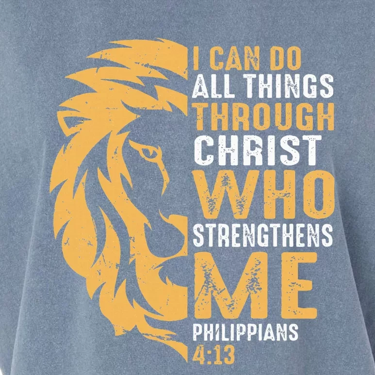 Christian I Can Do All Things Through Christ Lion Faith Garment-Dyed Women's Muscle Tee