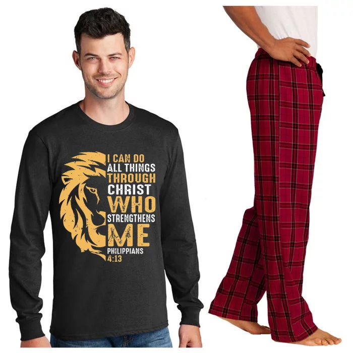 Christian I Can Do All Things Through Christ Lion Faith Long Sleeve Pajama Set