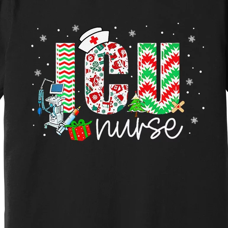 Christmas Intensive Care Scare Unit Xmas Nurse Icu Nursing Premium T-Shirt