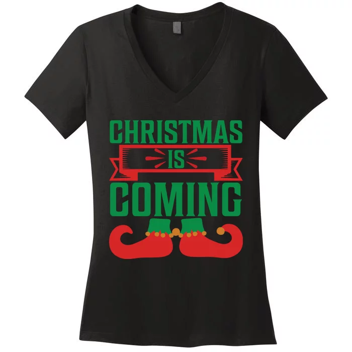 Christmas Is Coming Women's V-Neck T-Shirt