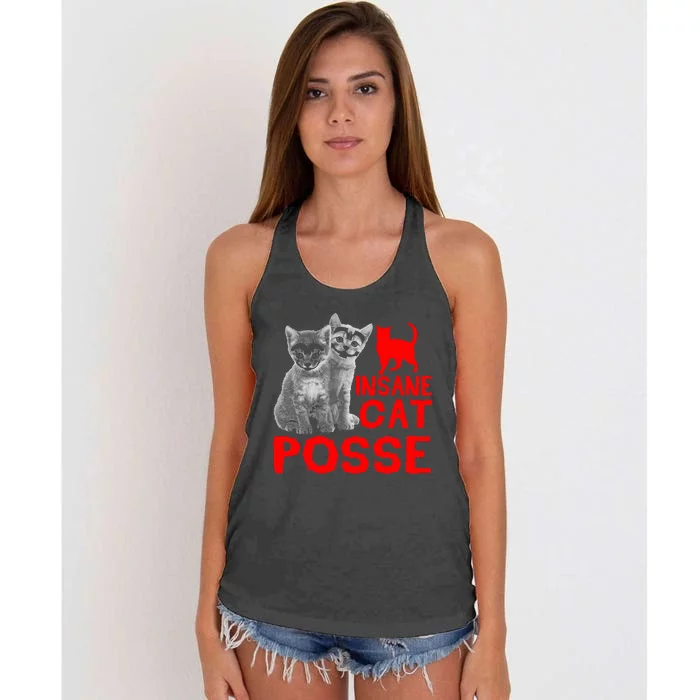 Cat Insane Cat Posse Gift Women's Knotted Racerback Tank