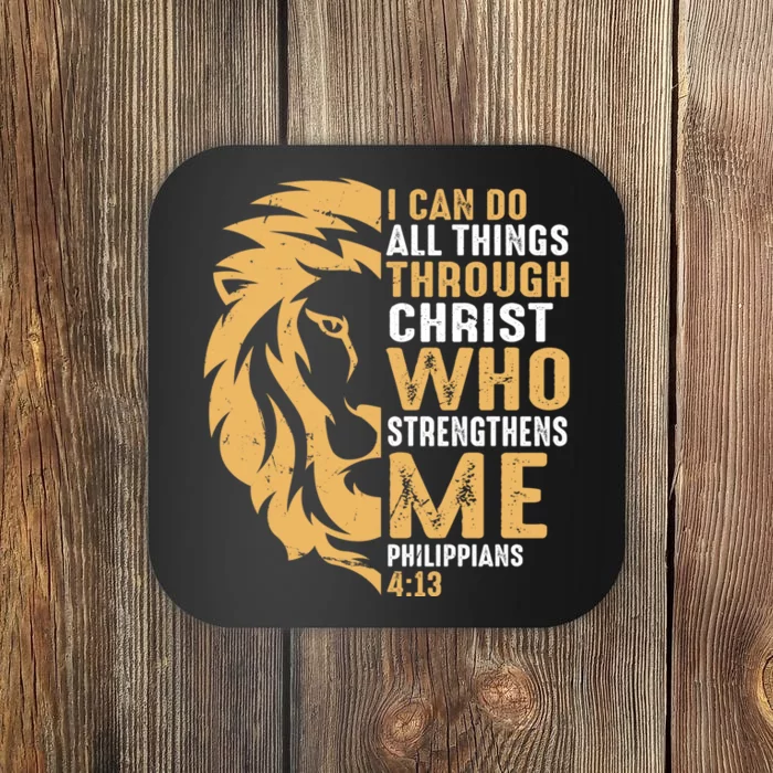 Christian I Can Do All Things Through Christ Lion Faith Coaster