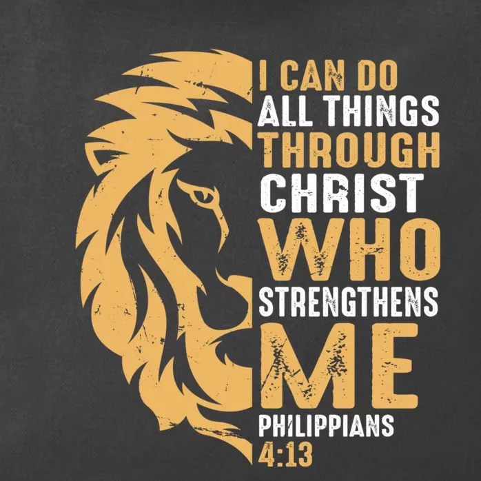 Christian I Can Do All Things Through Christ Lion Faith Zip Tote Bag