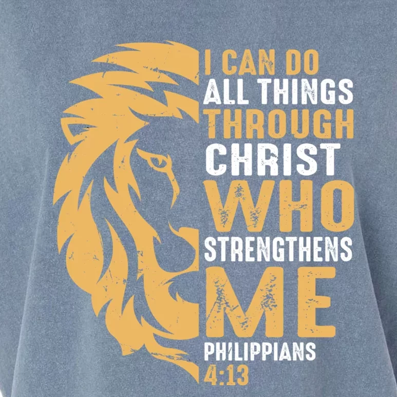 Christian I Can Do All Things Through Christ Lion Faith Garment-Dyed Women's Muscle Tee