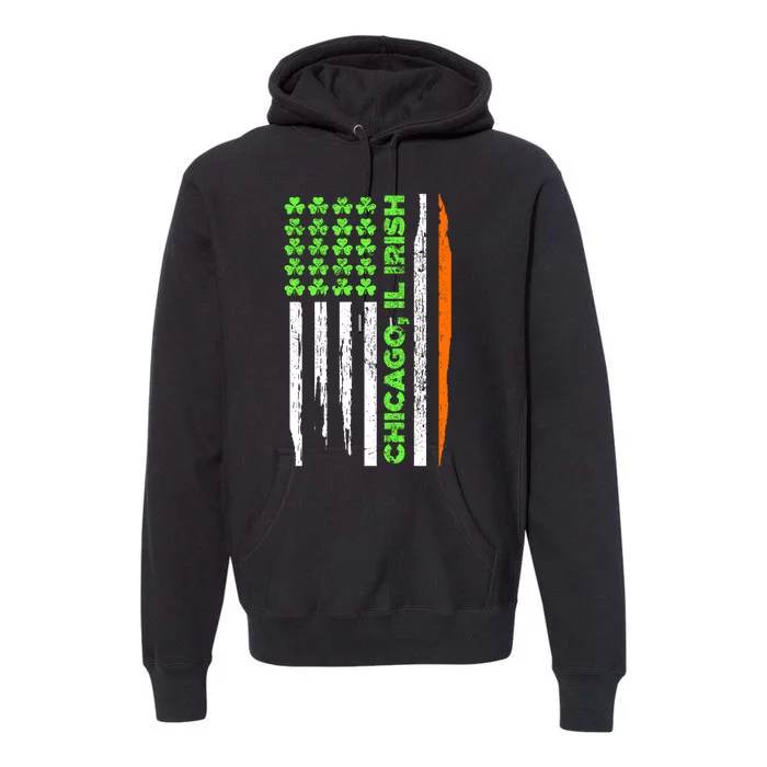 Chicago IL City Irish Flag St Patricks Day Shamrock Gifts Premium Hoodie