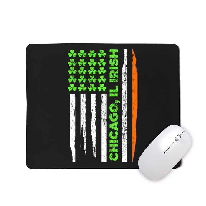 Chicago IL City Irish Flag St Patricks Day Shamrock Gifts Mousepad