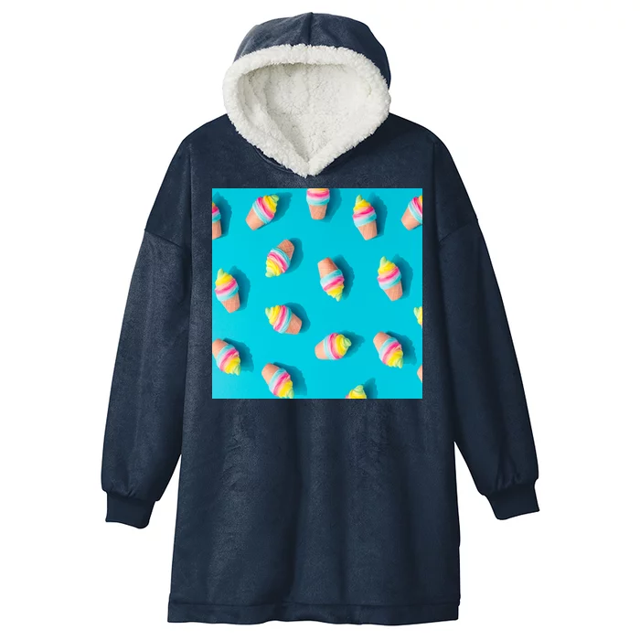 Colorful Ice Cream Pattern Hooded Wearable Blanket