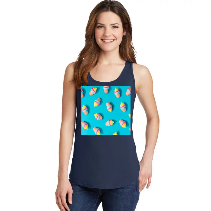 Colorful Ice Cream Pattern Ladies Essential Tank