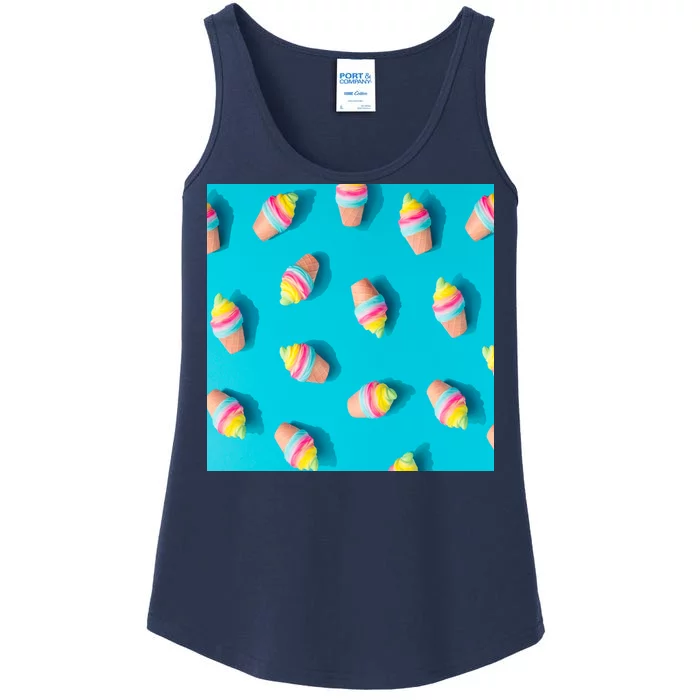 Colorful Ice Cream Pattern Ladies Essential Tank