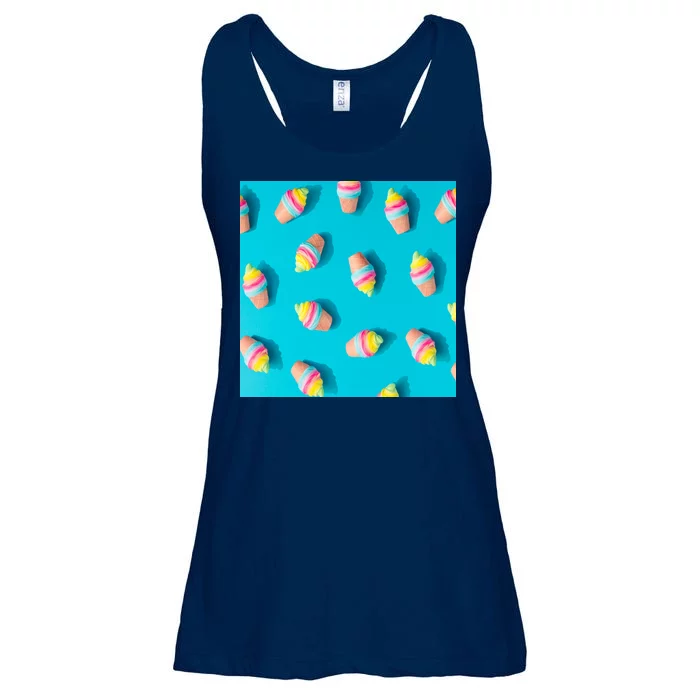 Colorful Ice Cream Pattern Ladies Essential Flowy Tank