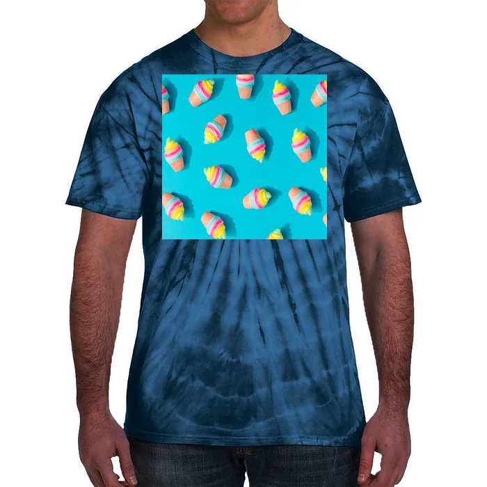 Colorful Ice Cream Pattern Tie-Dye T-Shirt