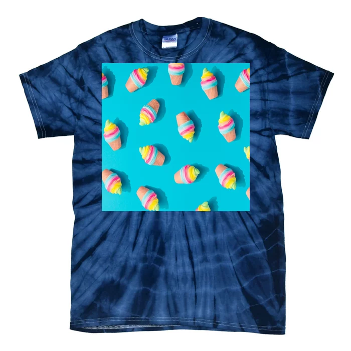 Colorful Ice Cream Pattern Tie-Dye T-Shirt