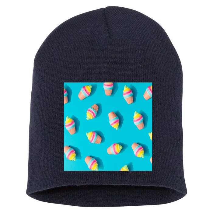 Colorful Ice Cream Pattern Short Acrylic Beanie