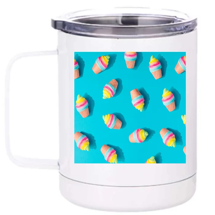 Colorful Ice Cream Pattern Front & Back 12oz Stainless Steel Tumbler Cup