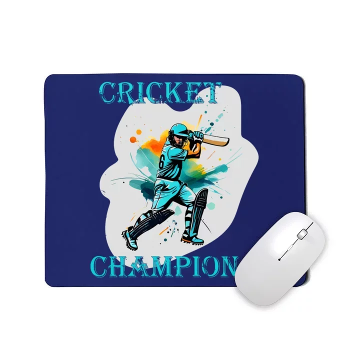 Cute Inspirational Cricket Sport Motif Cricket Champion Design Mousepad