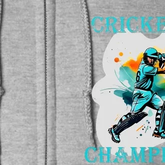 Cute Inspirational Cricket Sport Motif Cricket Champion Design Full Zip Hoodie