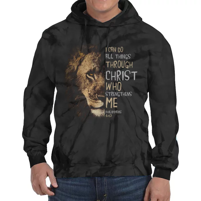 Christian I Can Do All Things Through Christ Lion Faith Tie Dye Hoodie