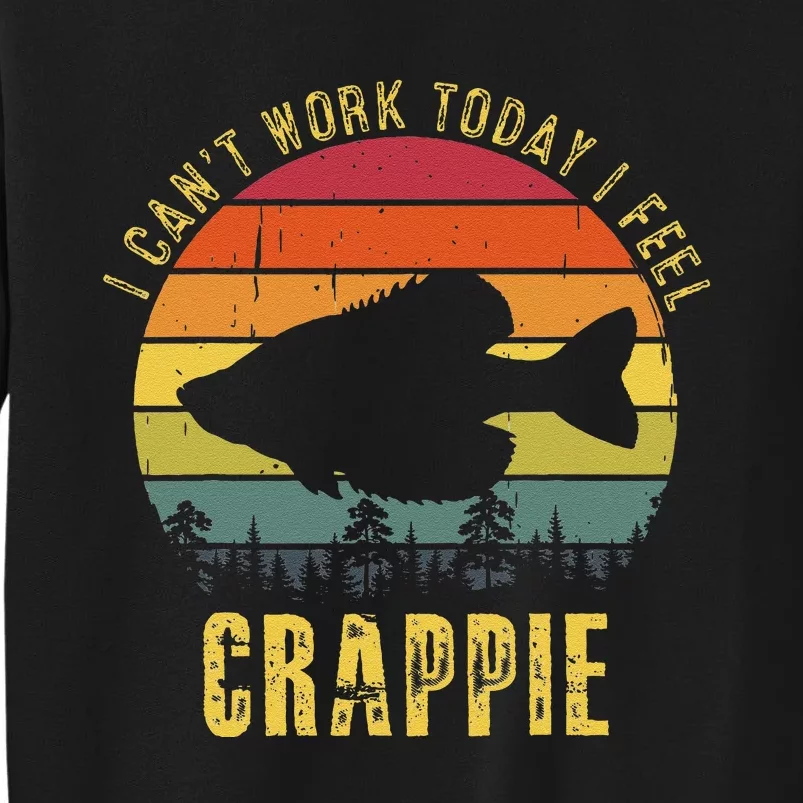 Cute I Cant Work Today I Feel Crappie Retro Funny Fishing Tall Sweatshirt