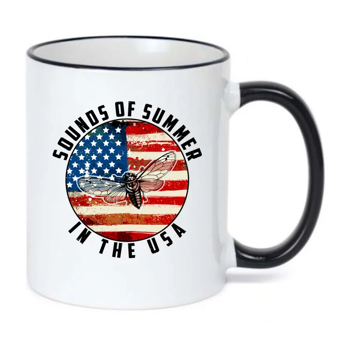 Cicadas Sounds Of Summer In The USA Flag Black Color Changing Mug