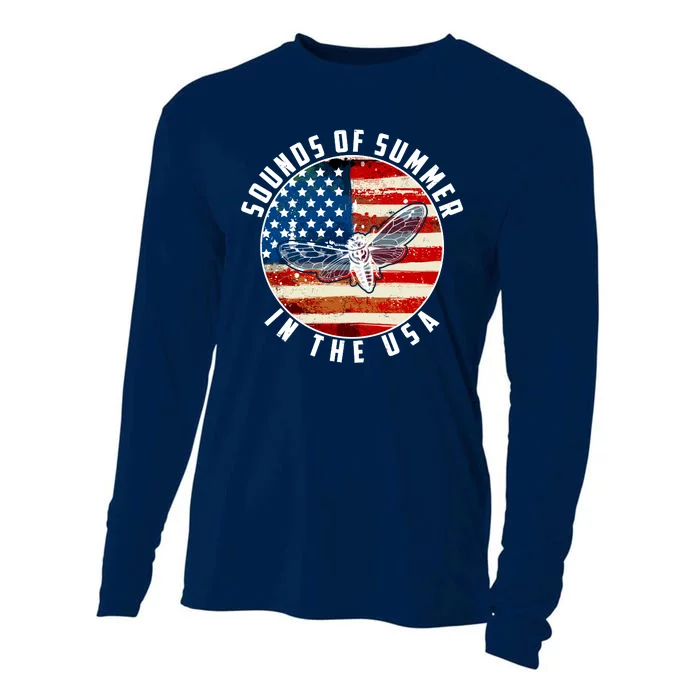 Cicadas Sounds Of Summer In The USA Flag Cooling Performance Long Sleeve Crew