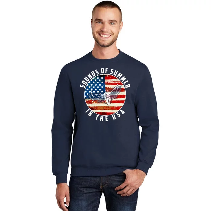 Cicadas Sounds Of Summer In The USA Flag Tall Sweatshirt