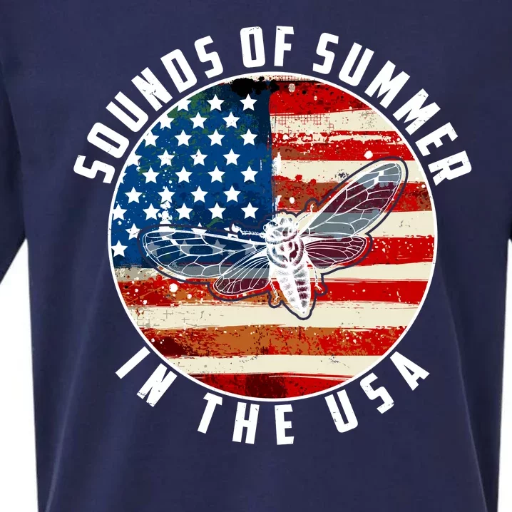 Cicadas Sounds Of Summer In The USA Flag Sueded Cloud Jersey T-Shirt