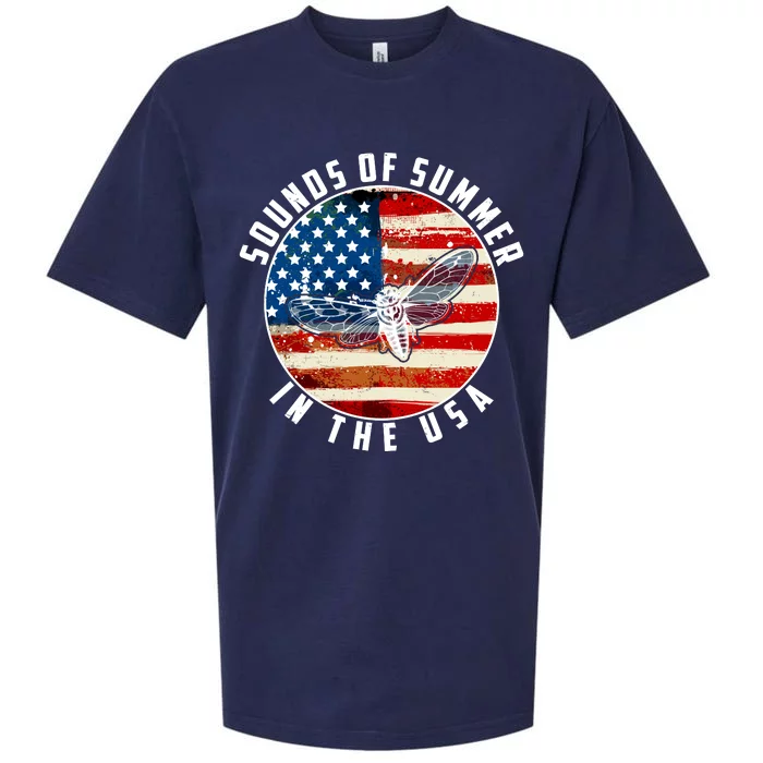 Cicadas Sounds Of Summer In The USA Flag Sueded Cloud Jersey T-Shirt