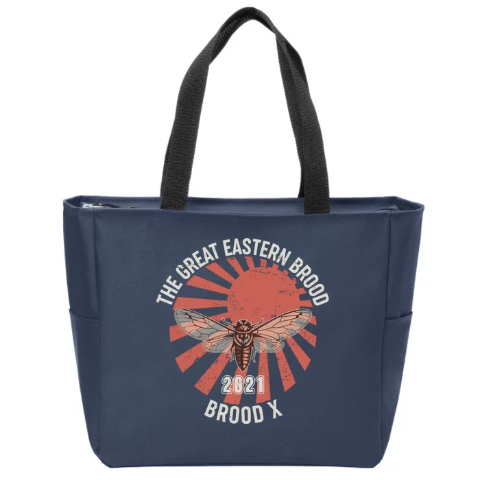 Cicadas The Great Eastern Brood X 2021 Vintage Japanese Sunburst Zip Tote Bag