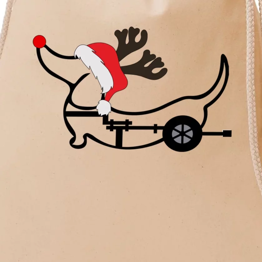 Christmas Ivdd Dachshund Reindeer Santa Hat In Wheelchair Gift Drawstring Bag