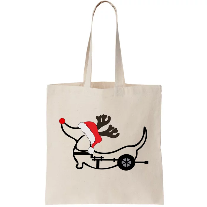 Christmas Ivdd Dachshund Reindeer Santa Hat In Wheelchair Gift Tote Bag