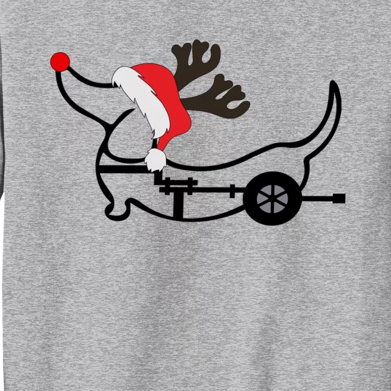 Christmas Ivdd Dachshund Reindeer Santa Hat In Wheelchair Gift Tall Sweatshirt