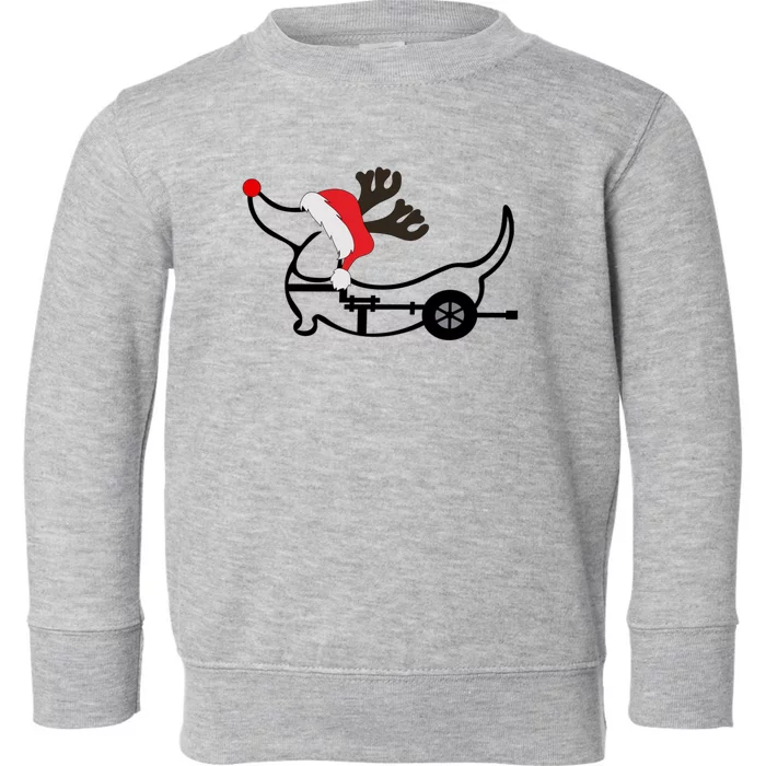 Christmas Ivdd Dachshund Reindeer Santa Hat In Wheelchair Gift Toddler Sweatshirt