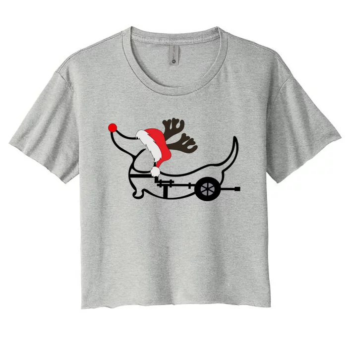 Christmas Ivdd Dachshund Reindeer Santa Hat In Wheelchair Gift Women's Crop Top Tee