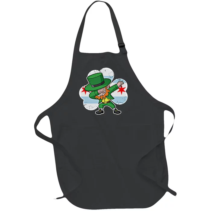 Chicago Irish Dabbing Leprechaun St Patricks Day Gift Full-Length Apron With Pocket