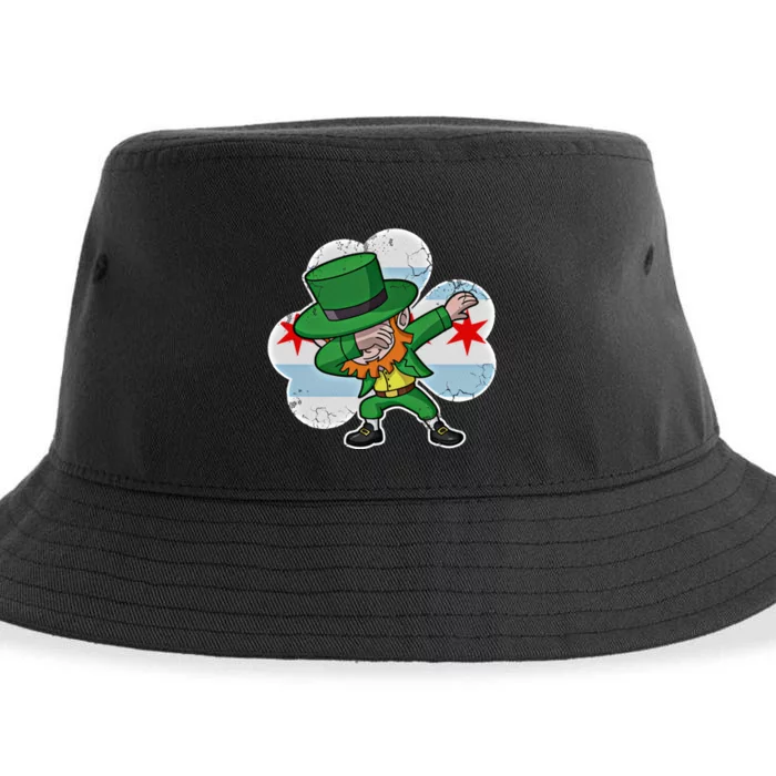 Chicago Irish Dabbing Leprechaun St Patricks Day Gift Sustainable Bucket Hat