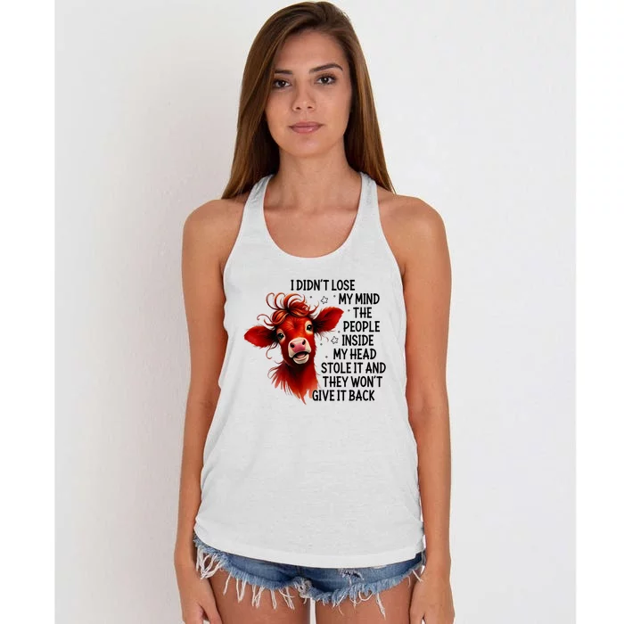 Cow I DidnT Lose My Mind The People Inside My Head Stole It Women's Knotted Racerback Tank