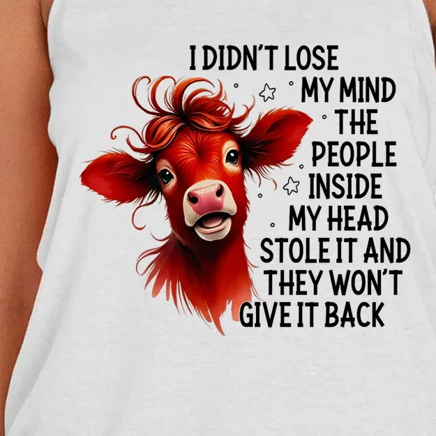 Cow I DidnT Lose My Mind The People Inside My Head Stole It Women's Knotted Racerback Tank