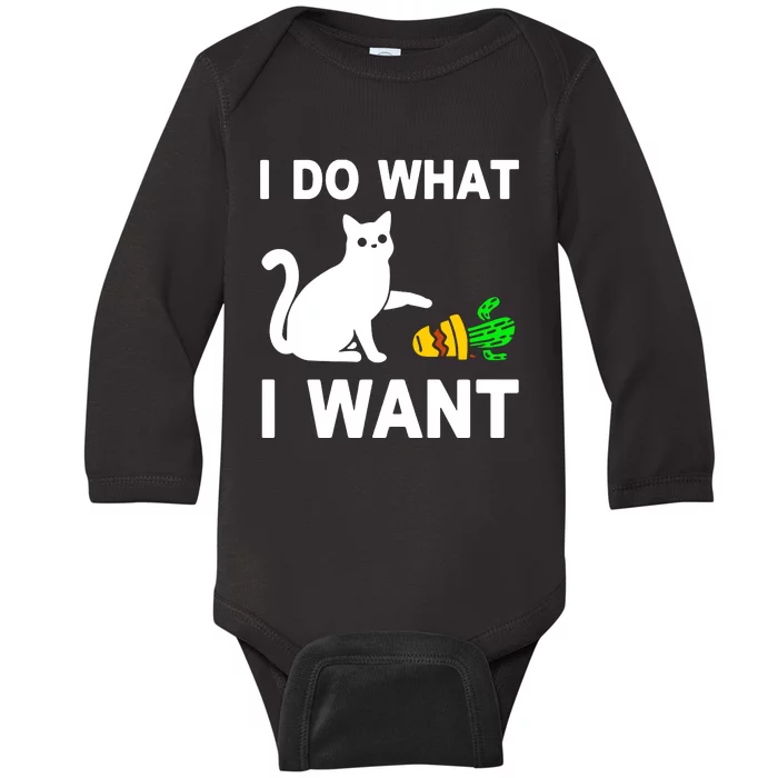 Cat I Do What I Want Baby Long Sleeve Bodysuit