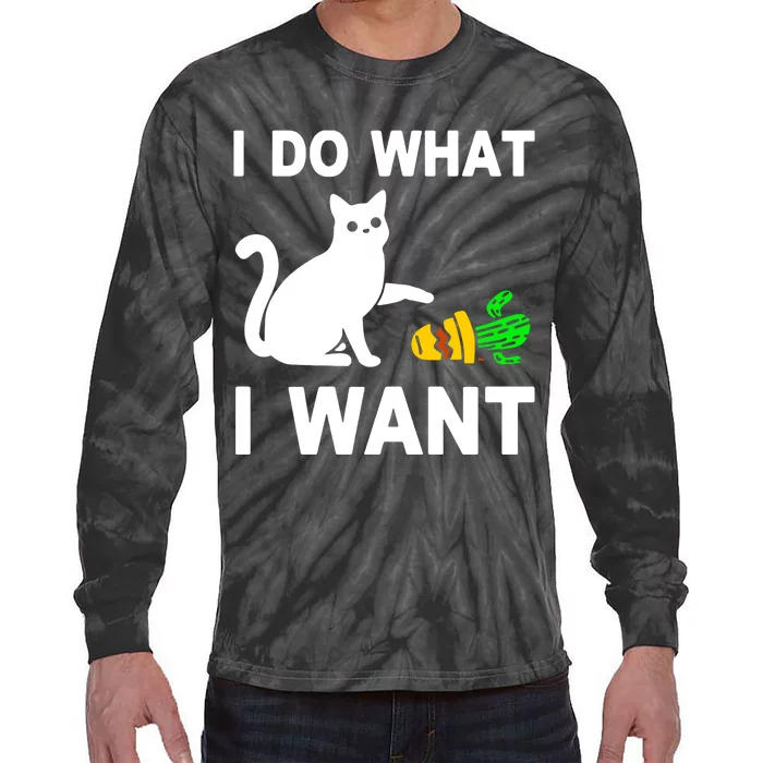 Cat I Do What I Want Tie-Dye Long Sleeve Shirt