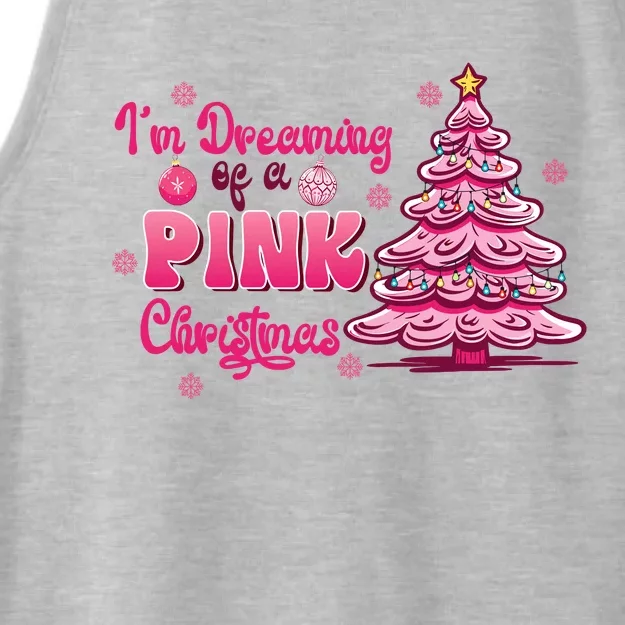 Christmas IM Dreaming Of A Pink Christmas Festive Trees Ladies Tri-Blend Wicking Tank