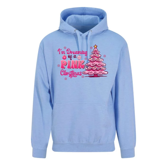 Christmas IM Dreaming Of A Pink Christmas Festive Trees Unisex Surf Hoodie