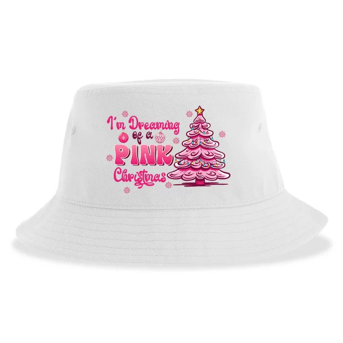 Christmas IM Dreaming Of A Pink Christmas Festive Trees Sustainable Bucket Hat